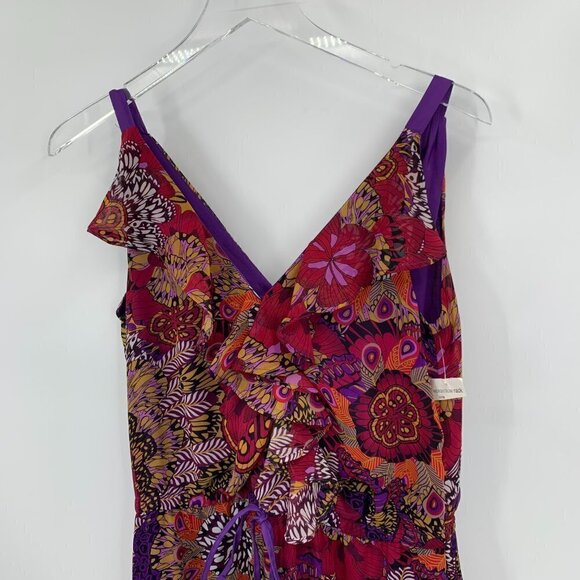 Pure Sugar chiffon ruffle maxi midi dress floral purple wine new XS X-Small - Picture 2 of 5